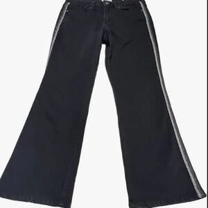 Sofia Vergara Mayra Crop Flare High Rise Black Jeans Metallic Trim NWT